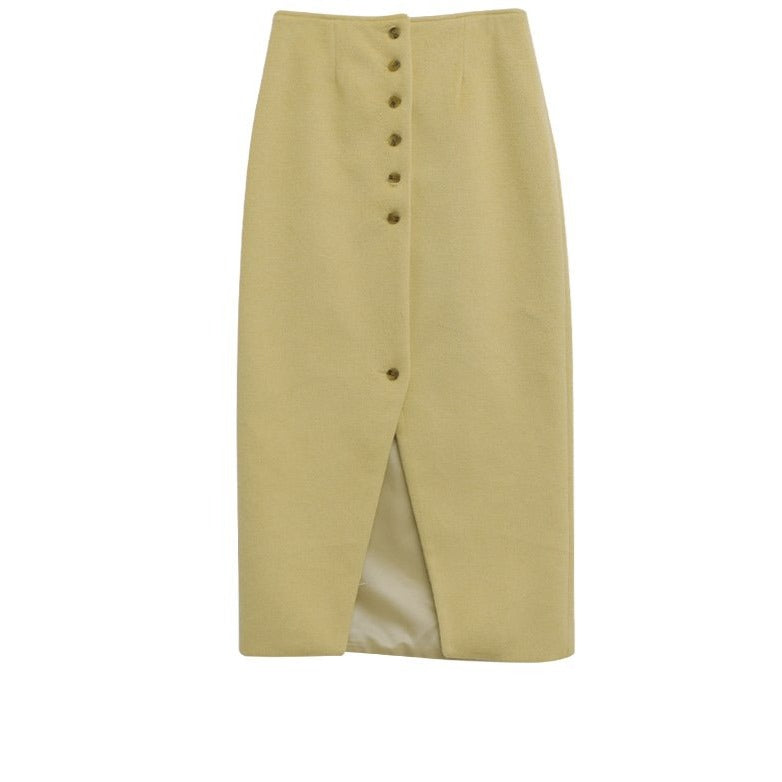 Buttoned Front Slit Skirt