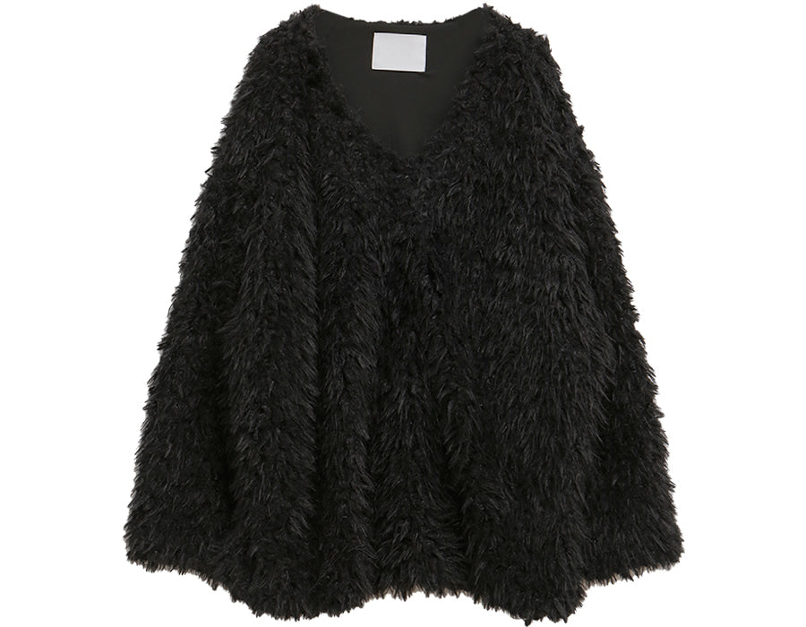 V-Neck Faux Fur Knit Top