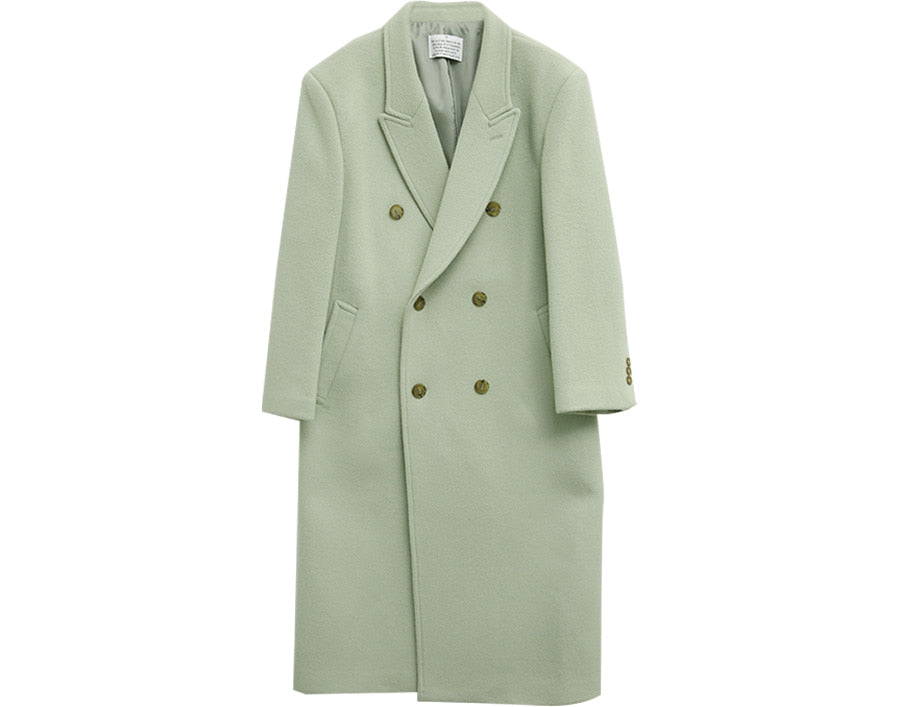 Double-Breasted Notch Lapel Long Coat