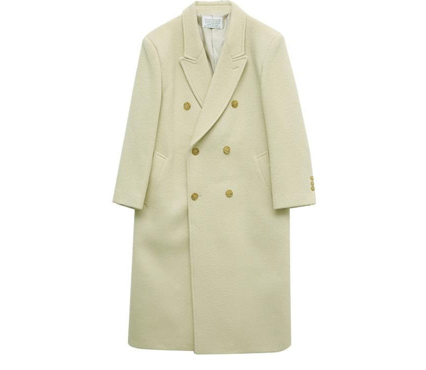 Double-Breasted Notch Lapel Long Coat