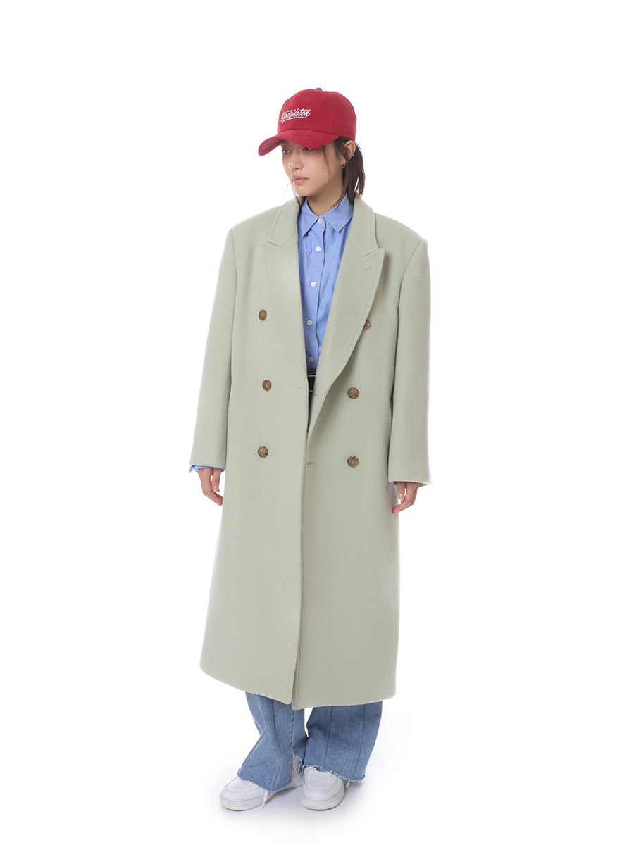 Double-Breasted Notch Lapel Long Coat